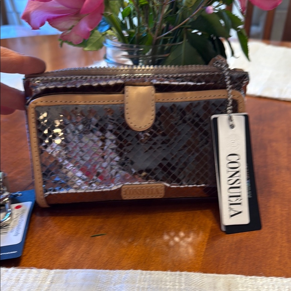 Consuela Shiny Brown and Tan Wallet